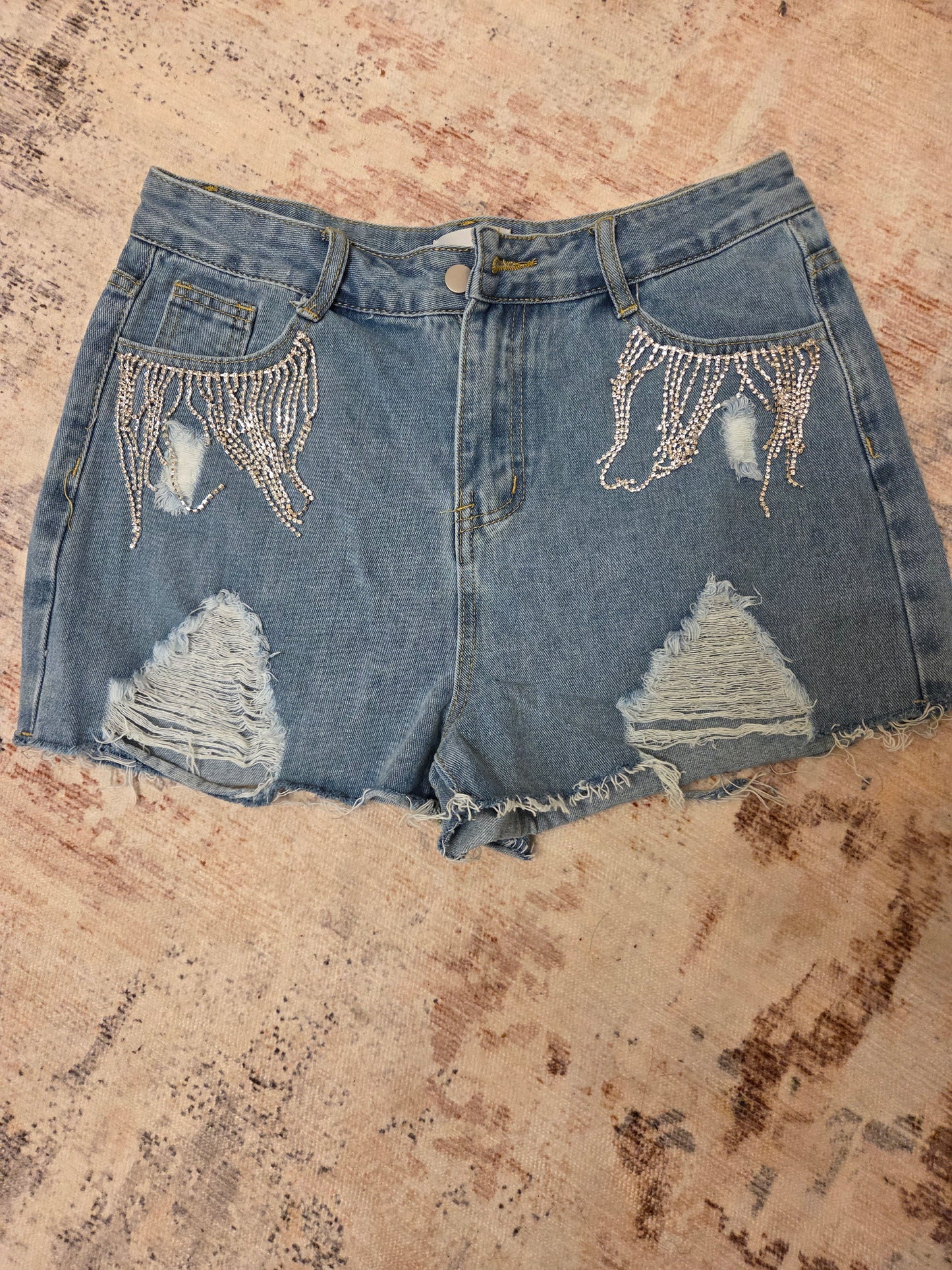 Ladies Bejeweled Jean Shorts